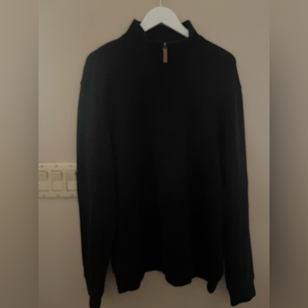 Men’s Lands End Navy Pullover 3/4 Zipper GUC Size Large 42-44.